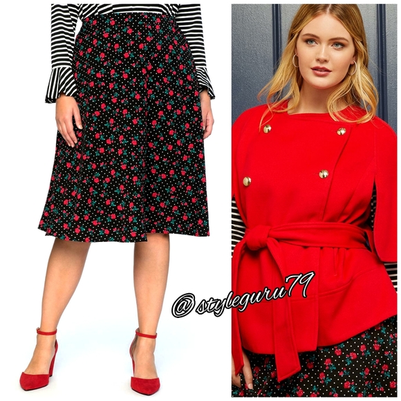 Draper James for ELOQUII, Polka Dot Floral Skirt - Picture 3 of 4